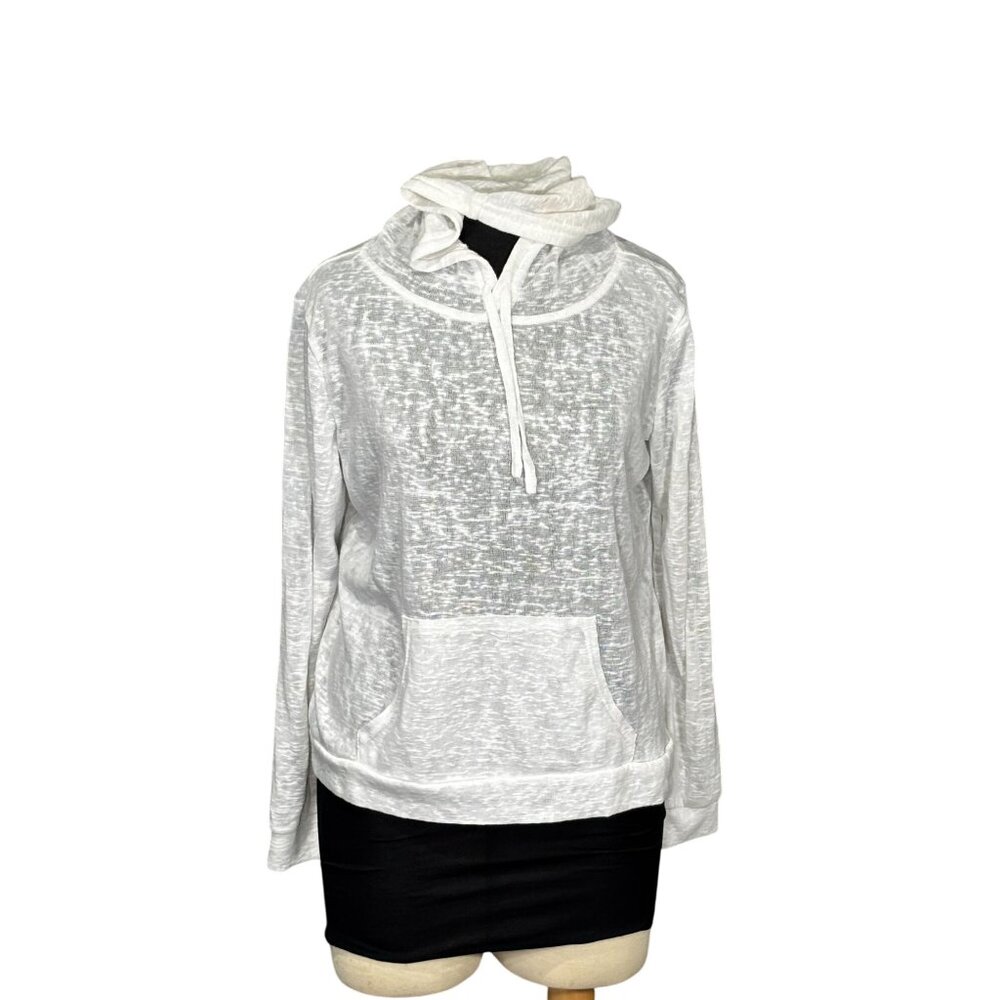 Weatherproof Vintage Sheer White Hooded Pullover Sweatshirt S